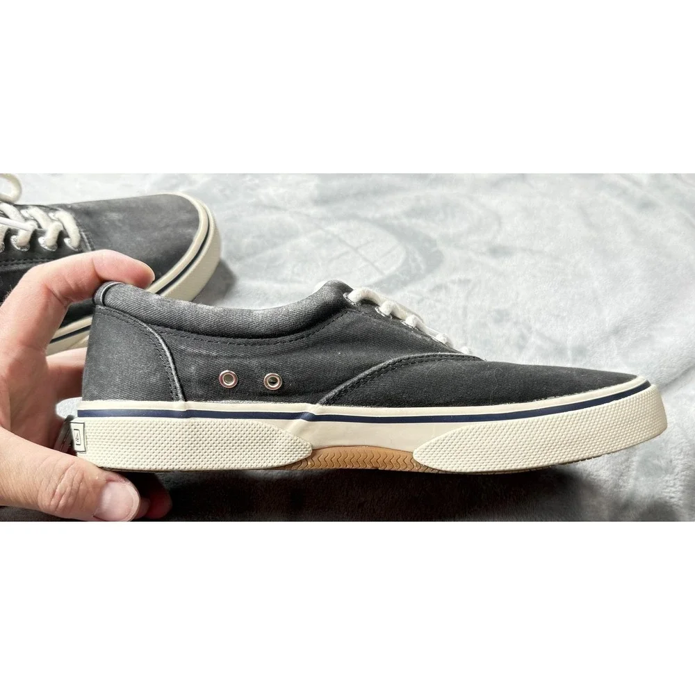 Sperry Top-Sider Shoes Mens‎ Size 8.5 Gray Canvas Lace Up Sneakers Boat Casual